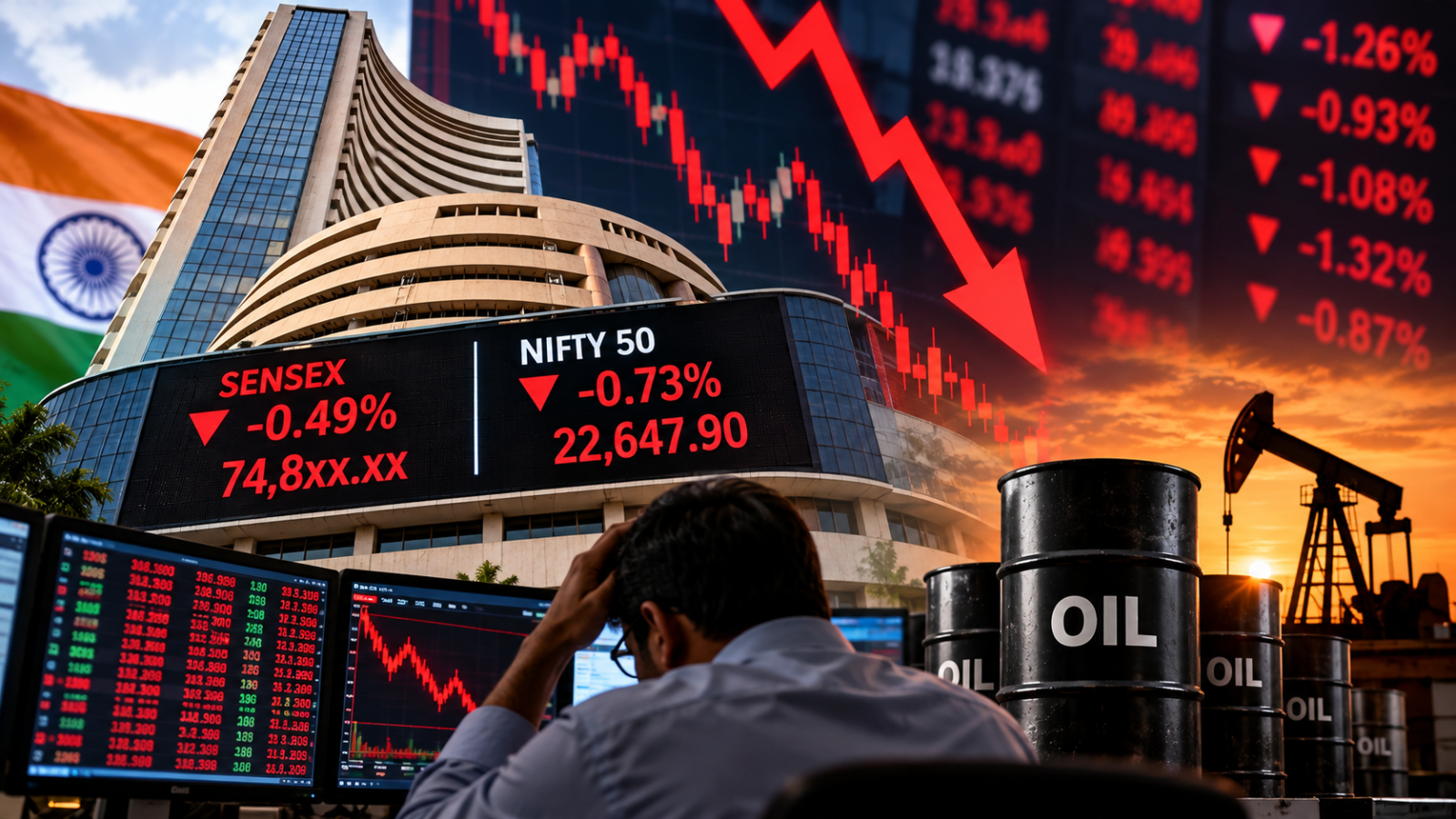 Indian Stock Market Falls as Sensex and Nifty Extend Losses