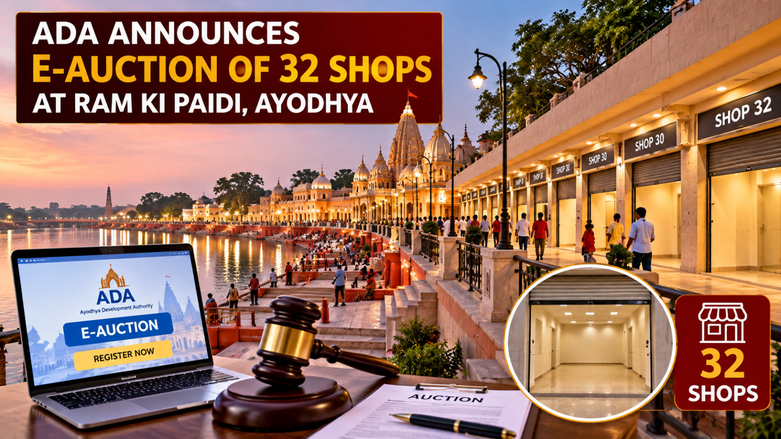 ADA Announces E-Auction of 32 Shops at Ram Ki Paidi in Ayodhya