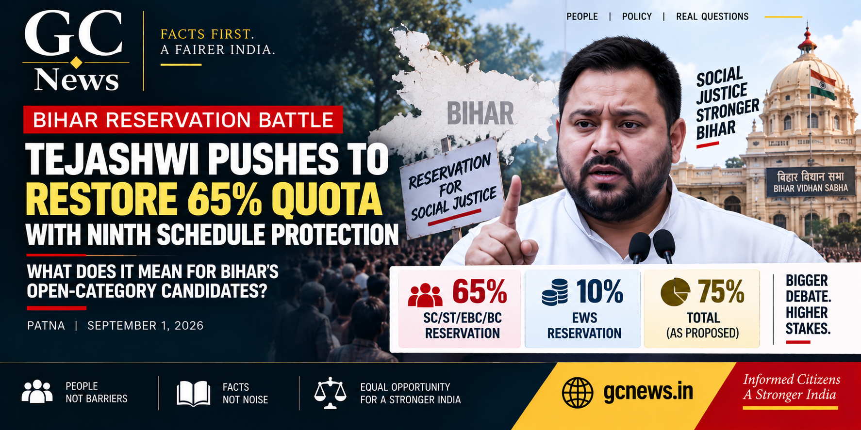 Bihar Reservation Battle: Tejashwi Pushes to Restore 65% Caste Quota With Ninth Schedule Protection